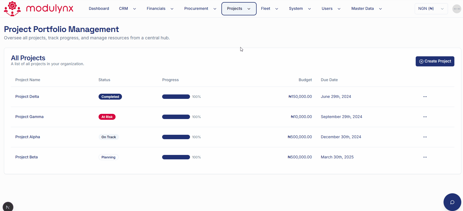 Adaptive Project Management screenshot